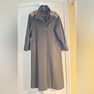 Vintage Green Long Women's Wool Coat